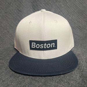 Boston Navy on White Snap Back